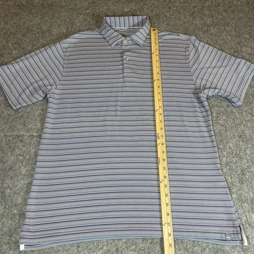 Peter Millar Seaside Polo Shirt Mens M Blue Pink Striped Short Sleeve - Picture 9 of 10
